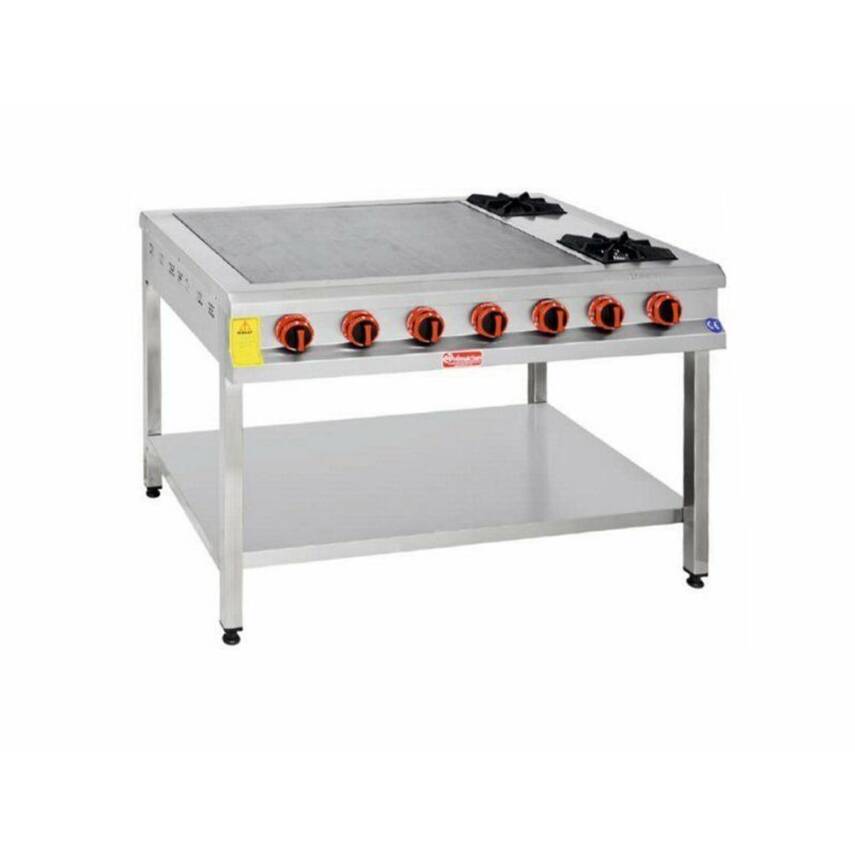 Himaksan BZTBOG 120 Gazlı  dg ce Taban Raflı 2 Ocaklı Bazlama Ocağı - 1