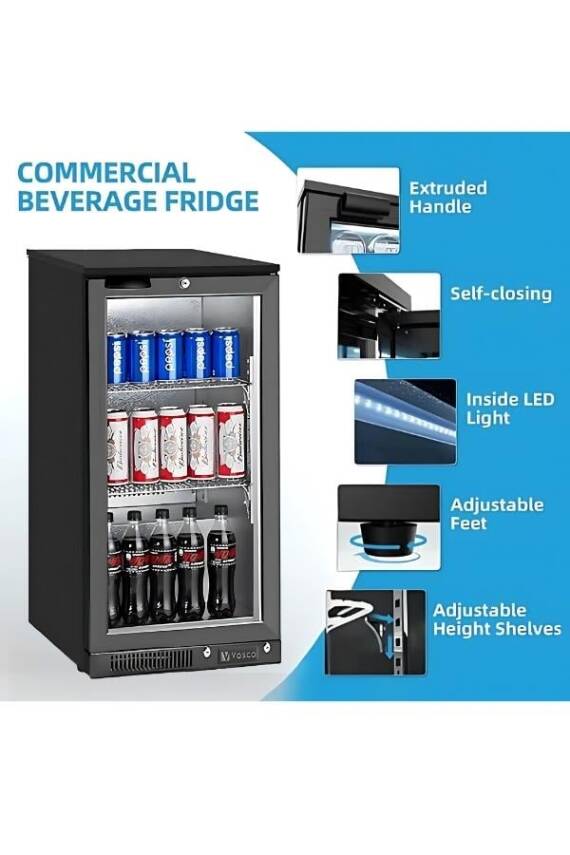 VBBC-150S  Vosco Bar Altı Şişe Soğutucusu Tek Kapak (Siyah)  - 2