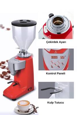 VKD-25 Dozaj Ayarlı Yarı  Otomatik Kahve Değirmeni  (KIRMIZI ) - 3