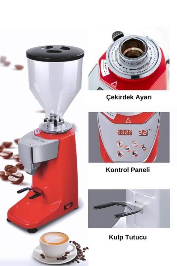 VKD-25 Dozaj Ayarlı Yarı  Otomatik Kahve Değirmeni  (KIRMIZI ) - 3